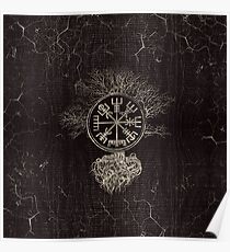 Vegvisir und Baum des Lebens - Ygdrasil Poster