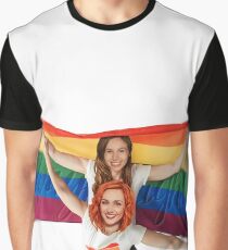 Wayhaught Gay Pride Flag Piggyback Graphic T-Shirt