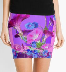 PURPLE & BLUE MORNING GLORY VINES Mini Skirt