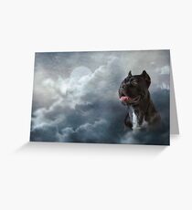 Drawing oil painting dog breed Cane Corso on old vintage grunge paper Greeting Card