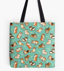 Jolly corgis in green Tote Bag