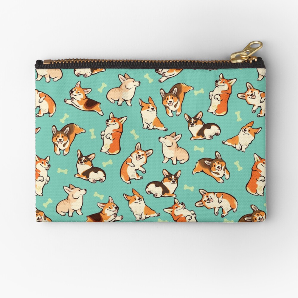 Jolly corgis in green Zipper Pouch
