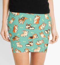 Jolly corgis in green Mini Skirt