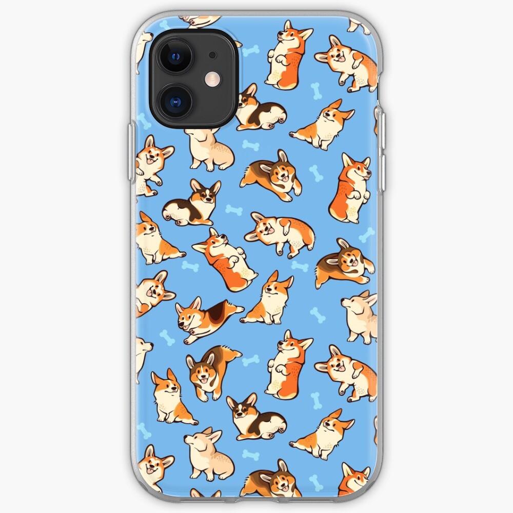 Jolly corgis in blue iPhone Case & Cover
