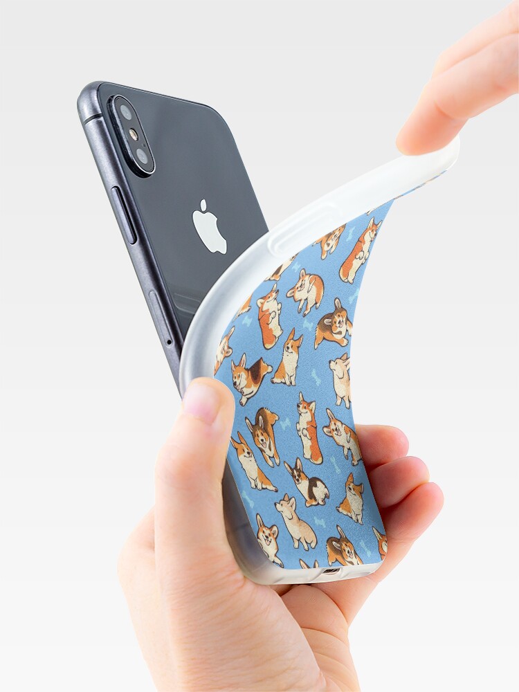 Alternate view of Jolly corgis in blue iPhone Case & Cover