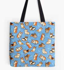 Jolly corgis en bleu Tote bag