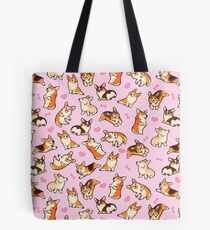Lovey corgis in pink Tote Bag