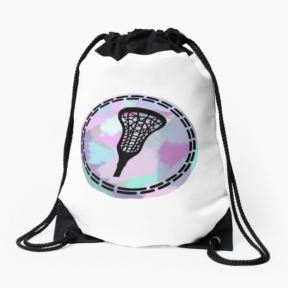 "Blue/Gray/Pink Lacrosse Stick" Drawstring Bag by Gandreski Redbubble