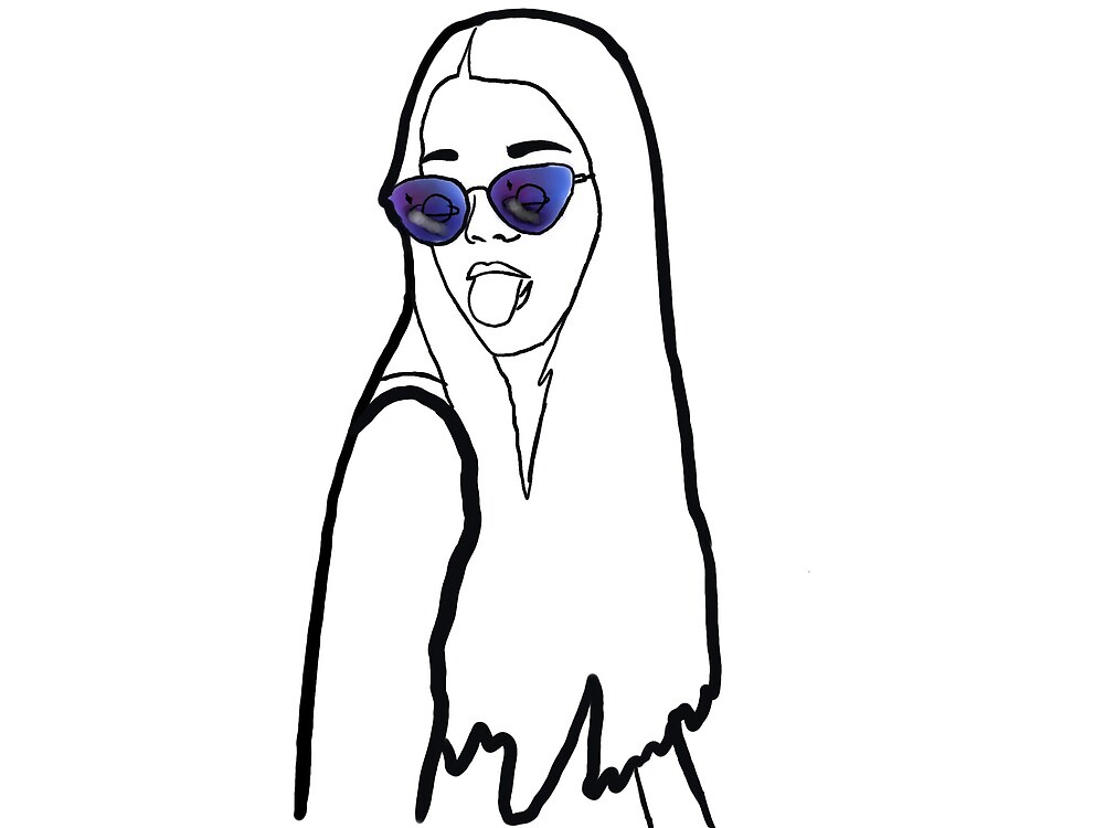 Aesthetic Girl Outline Galaxy By Samartist Redbubble