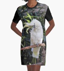 A Friendly Sulfur-Crested Cockatoo Salutes the Photographer Graphic T-Shirt Dress