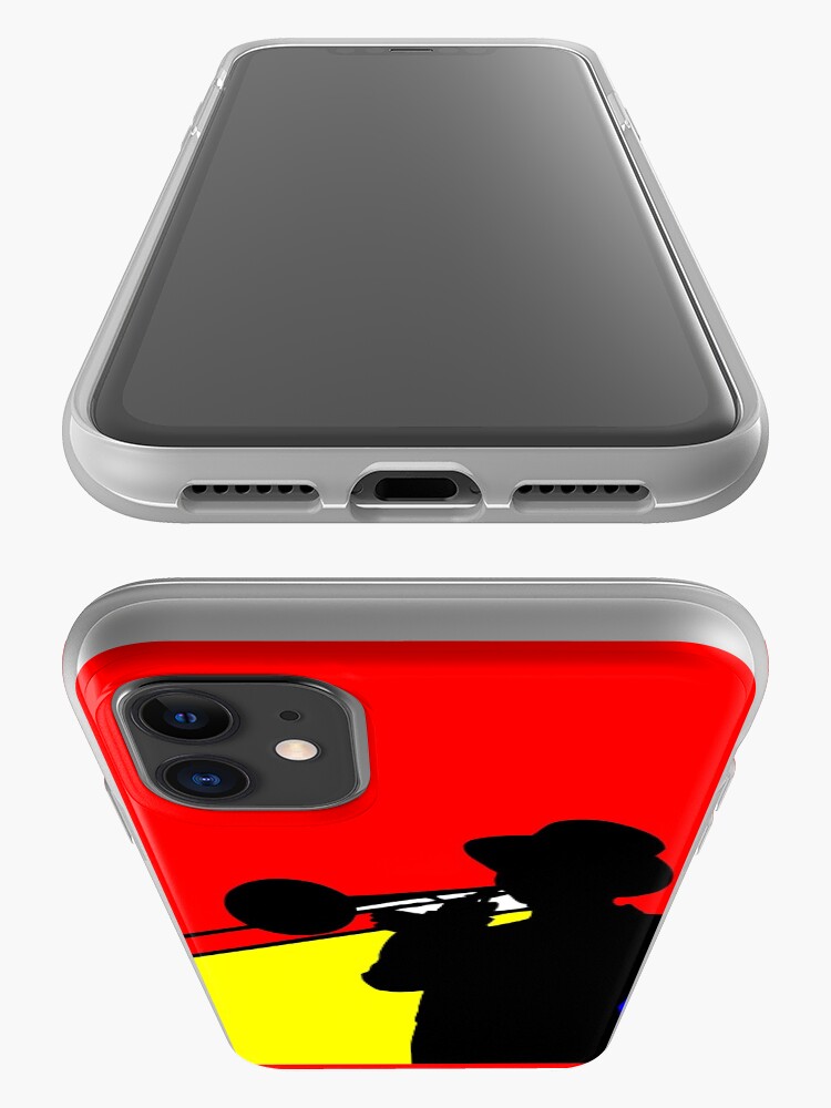 "Silhouette trombone player, mondrian colours" iPhone Case & Cover by