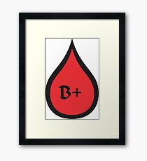 Blood Type B+ (black/red) Framed Print