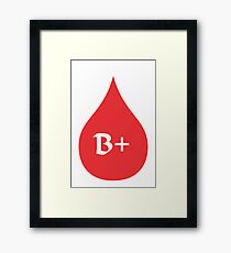 Blood Type B+ (white/red) Framed Print