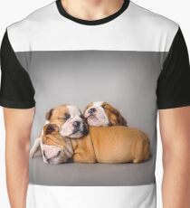 English bulldog puppies on Union Jack background Graphic T-Shirt