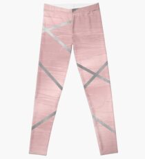 Rose Gold Blushing Pink & Silver Lines Leggings