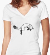 Jumping Fox Women's Fitted V-Neck T-Shirt
