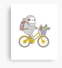 Biking Sloth Canvas Print