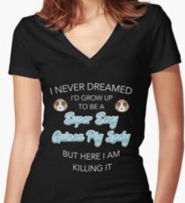 Funny Animal Guinea Pig Tshirt Design Super sexy guinea pig lady Women's Fitted V-Neck T-Shirt