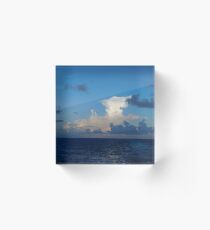 White Clouds over Blue Ocean Acrylic Block