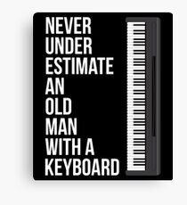 Never Underestimate An Old Man With A Keyboard T-Shirt for Men Canvas Print