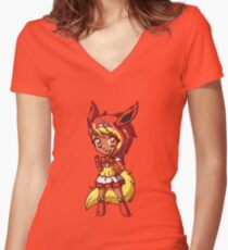 Flareon Magical Girl Chibi Women's Fitted V-Neck T-Shirt