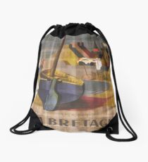 Abandoned old poster in Paris Metró - La Bretagne Drawstring Bag
