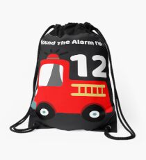 Fire Truck Sound The Alarm I'm 12! Drawstring Bag
