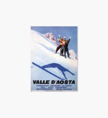 Lámina rígida Vintage Aosta deportes de invierno Alpes italianos anuncio de viaje