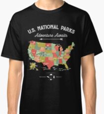 Camiseta clásica National Park Map Vintage T Shirt - Todos los 59 parques nacionales