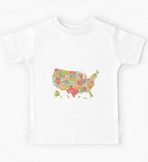 Nationalpark-Karten-Weinlese-T-Shirt - alle 59 Nationalparks Kinder T-Shirt