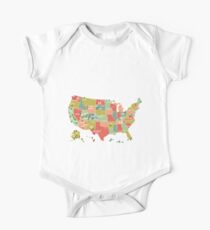 Body de manga corta National Park Map Vintage T Shirt - Todos los 59 parques nacionales