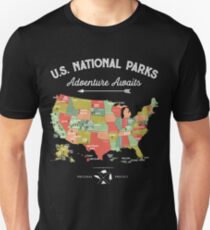 National Park Map Vintage T Shirt - All 59 National Parks Unisex T-Shirt