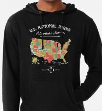 Nationalpark-Karten-Weinlese-T-Shirt - alle 59 Nationalparks Leichter Hoodie