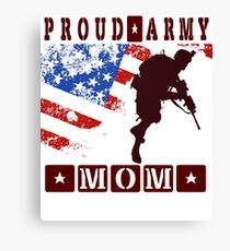 Funny Proud Army Mom Womens US Angel Military crewneck t Shirt Canvas Print