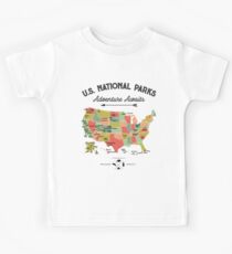 National Park Map Vintage T Shirt - All 59 National Parks Gifts T-shirt Men Women Kids Kids T-Shirt