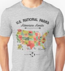 National Park Map Vintage T Shirt - All 59 National Parks Gifts T-shirt Men Women Kids Unisex T-Shirt