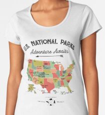 National Park Map Vintage T Shirt - All 59 National Parks Gifts T-shirt Men Women Kids Women's Premium T-Shirt