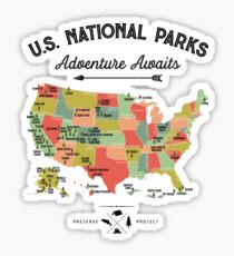 Pegatina National Park Map Vintage T Shirt - Los 59 Parques Nacionales Regalos T-shirt Hombres Mujeres Niños