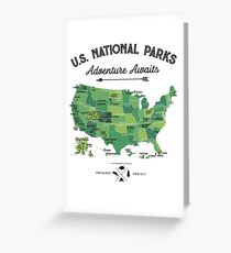 National Park Map Vintage T Shirt - All 59 National Parks Gifts T-shirt Men Women Kids Greeting Card