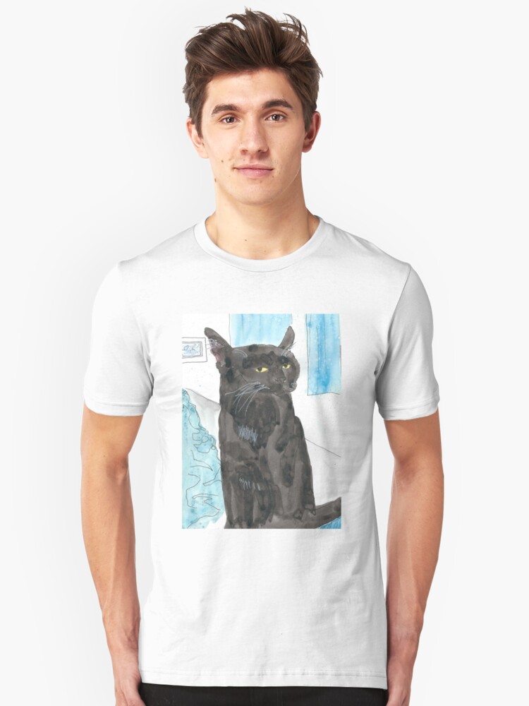 Alternate view of Davy Crockett, Cool Black Cat Slim Fit T-Shirt