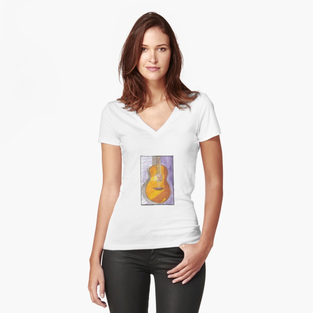 Guitar Fitted V-Neck T-Shirt