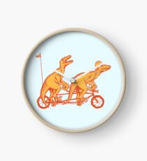 Cycling raptors on tandem bicycle Clock