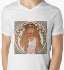 Camiseta para hombre de cuello en v Chica Art Nouveau 1