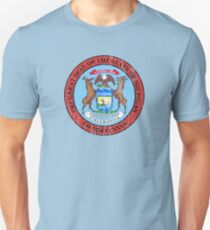 MICHIGAN STATE SEAL - POPULAR DISTRESSED STATE DESIGN WITH MICHIGAN STATE SEAL Unisex T-Shirt
