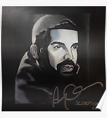 drake,scorpion,album cover,album art,painting,fan art,original,wall art,shirt,ovo,owl,toronto,aubrey graham,rap,hiphop,rapper,art,black and white,keke do you love me,in my feelings Poster