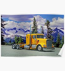 Old Yellow Kenworth in the Rockies Poster