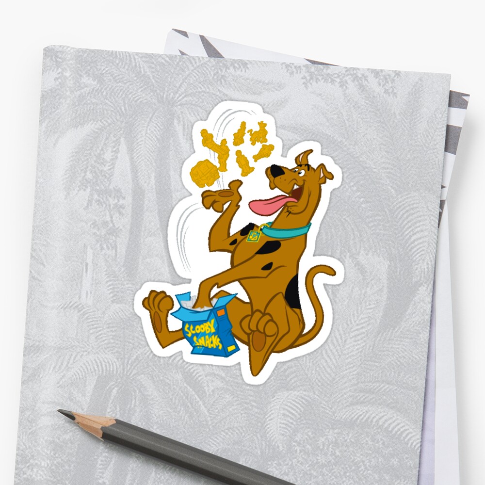 Scooby Doo Eating Scooby Snacks Pink Sticker By