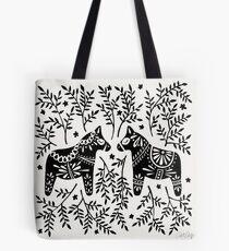 Schwedische Dala Pferde - schwarze Palette Tote Bag