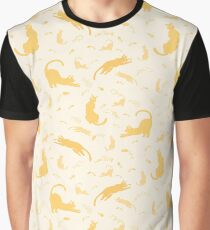 Yellow Cats Silhouette Vector Pattern Graphic T-Shirt