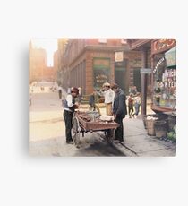 Clam seller on Mulberry Bend, New York, ca 1900 Metal Print